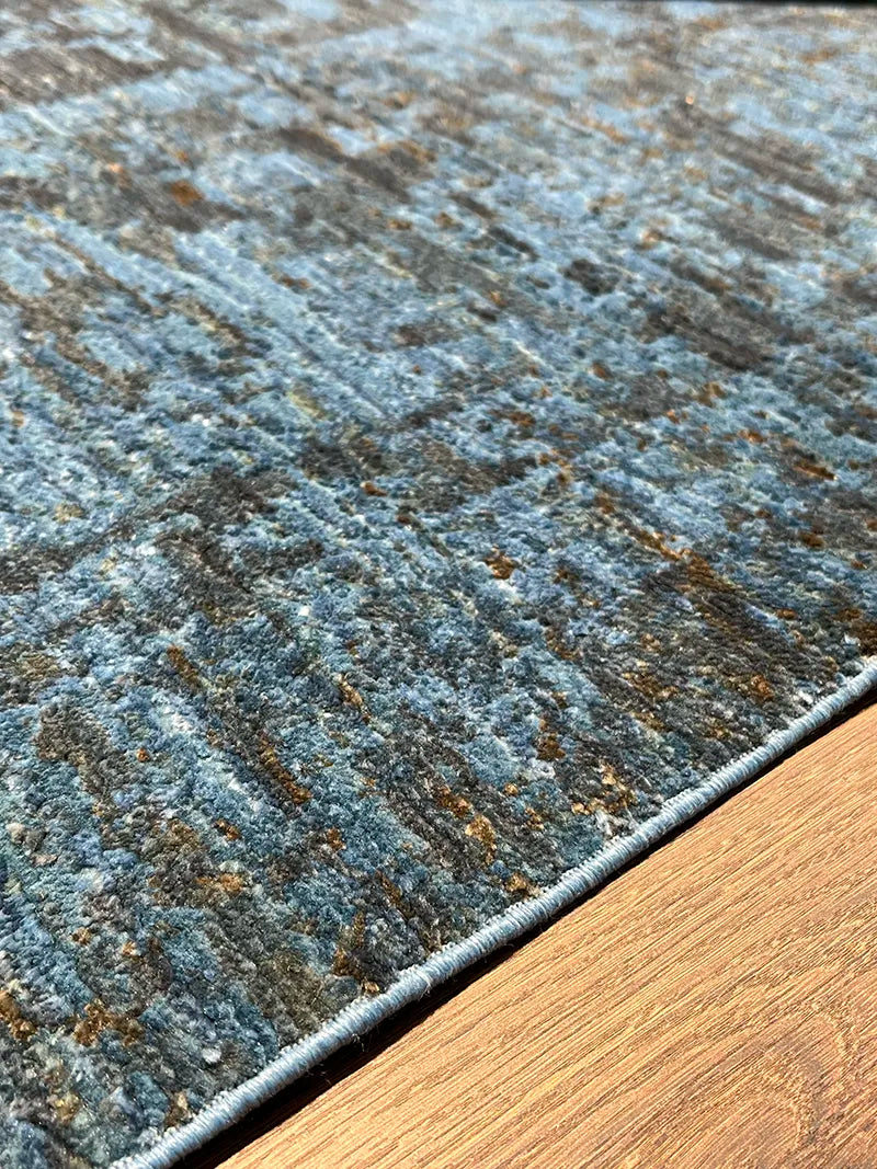 Woolknot Ametist Vintage Desen Mavi Makine Halısı