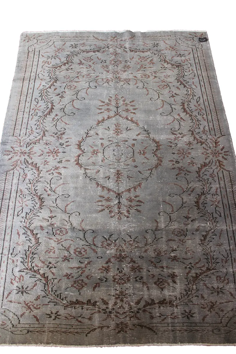 El Dokuma Gri Vintage Halı