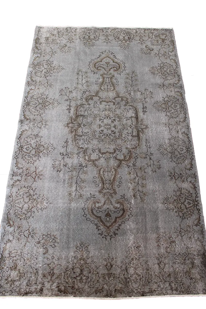 El Dokuma Gri Vintage Halı