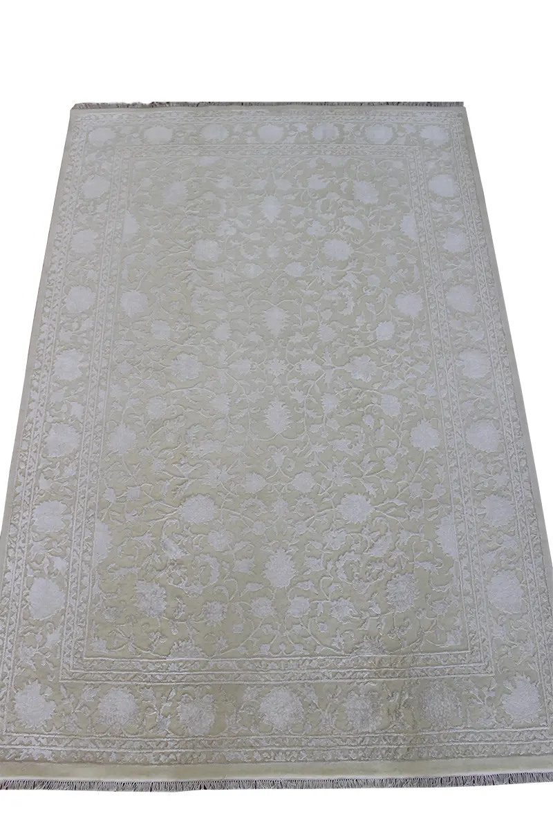 El Dokuma Krem Uşak Desenli Yün Halı