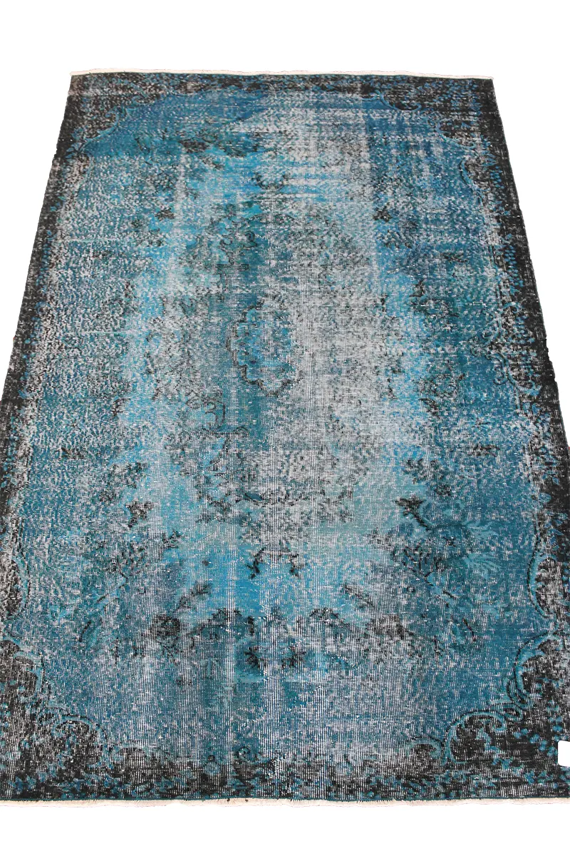 El Dokuma Mavi Vintage Halı