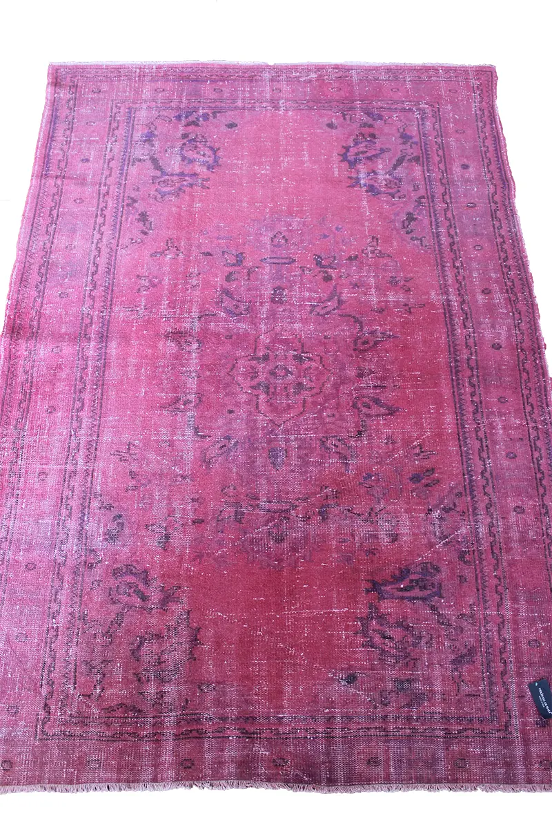 El Dokuma Pembe Vintage Halı