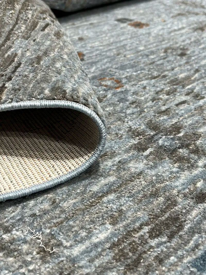 Woolknot Ametist Vintage Desen Mavi Makine Halısı