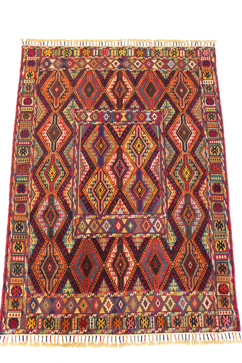 El Dokuma Afgan Berceste Renkli Yün Kilim