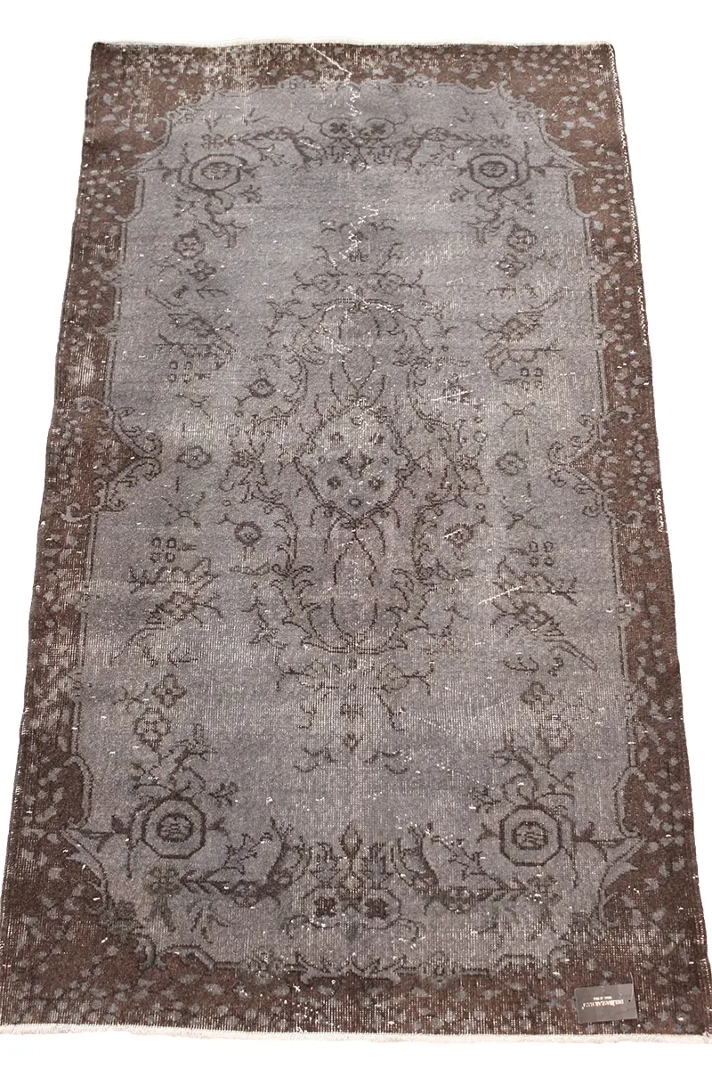 El Dokuma Gri Vintage Halı