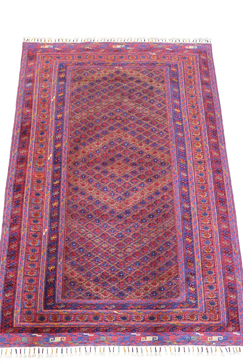 El Dokuma Afgan Berceste Bordo Yün Kilim