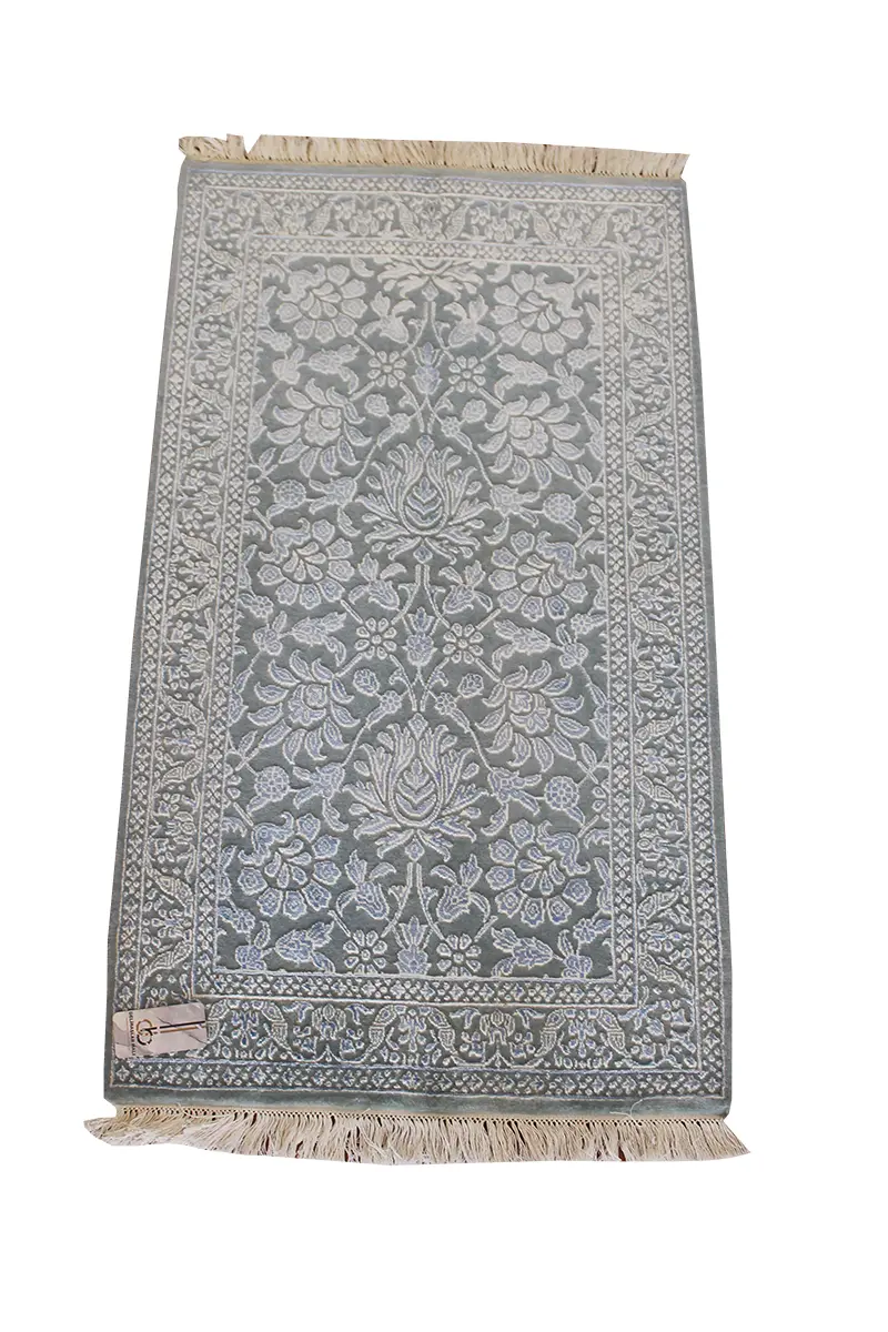 El Dokuma Mavi Uşak Desenli Yün Halı