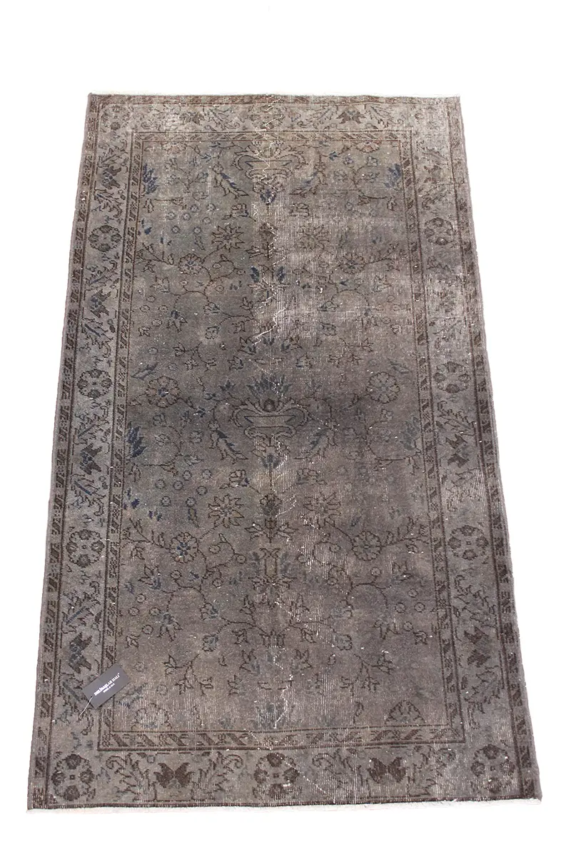 El Dokuma Gri Vintage Halı