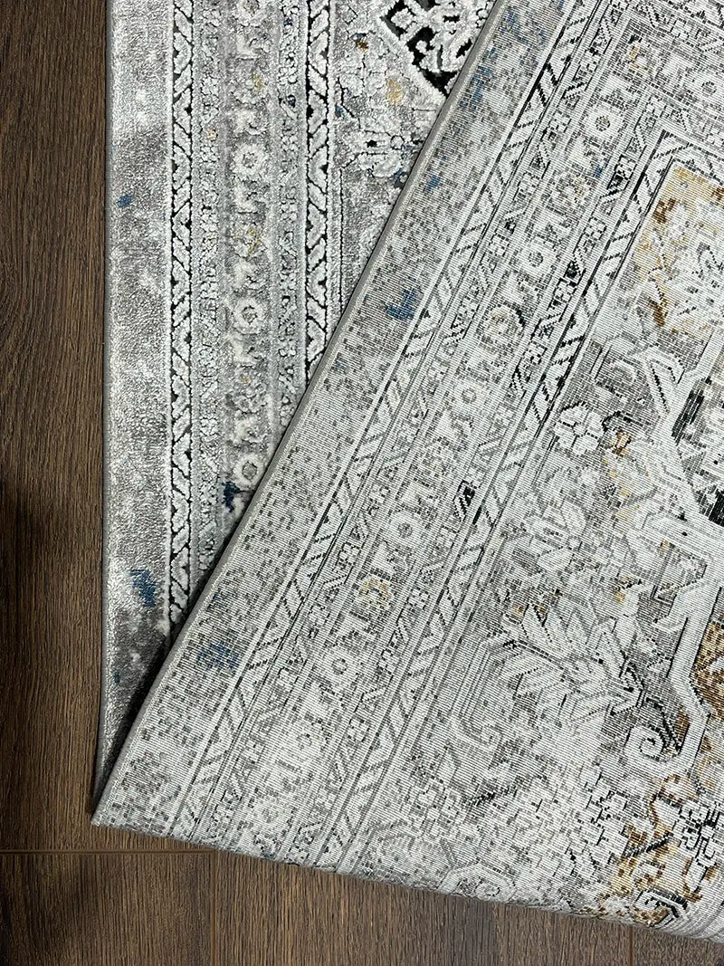 Klasik Desen Gri Bambu Özel Tezgah Halısı