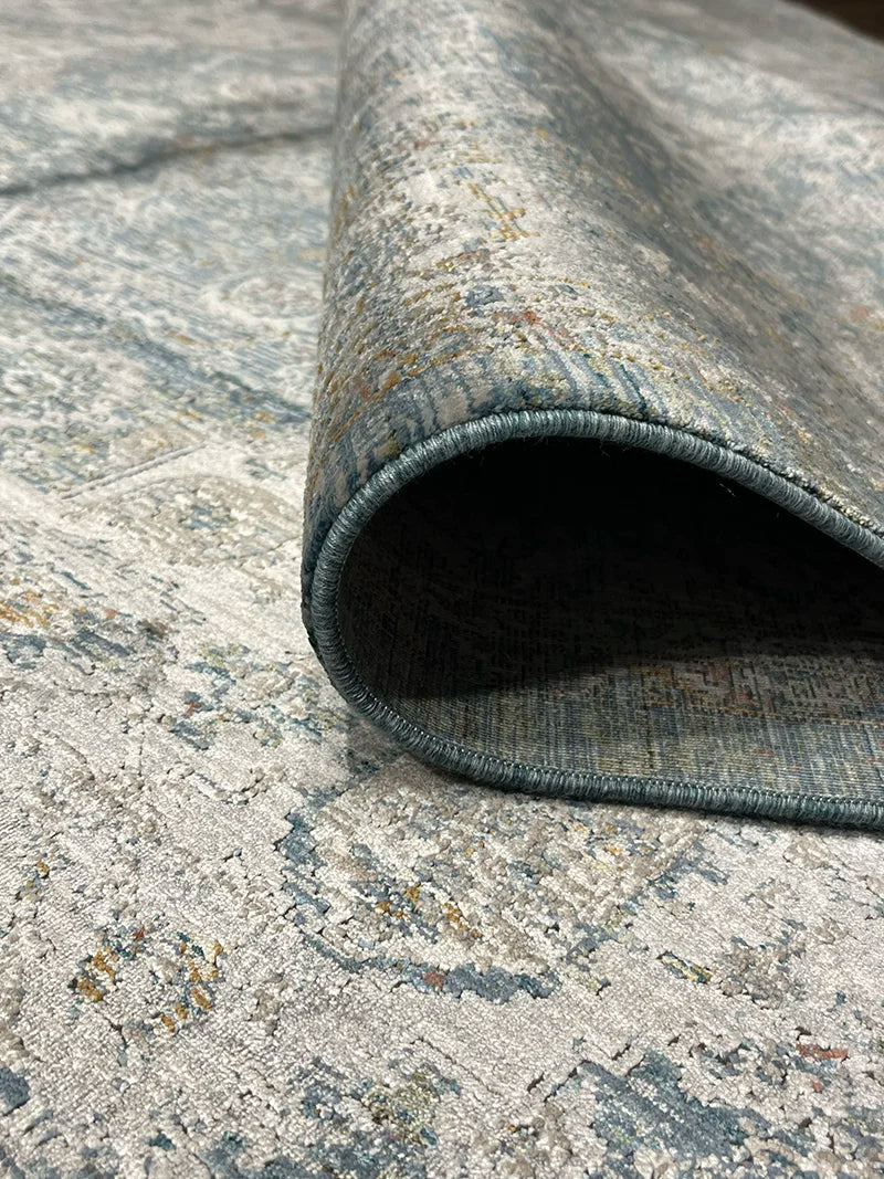 Anadolu Desenli Mavi Bambu Özel Tezgah Halısı