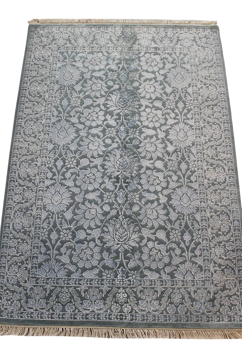 El Dokuma Mavi Uşak Desenli Yün Halı