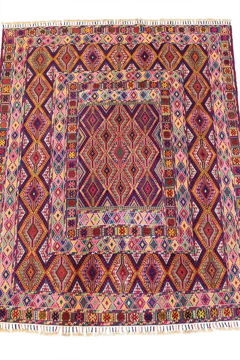 El Dokuma Afgan Berceste Renkli Yün Kilim