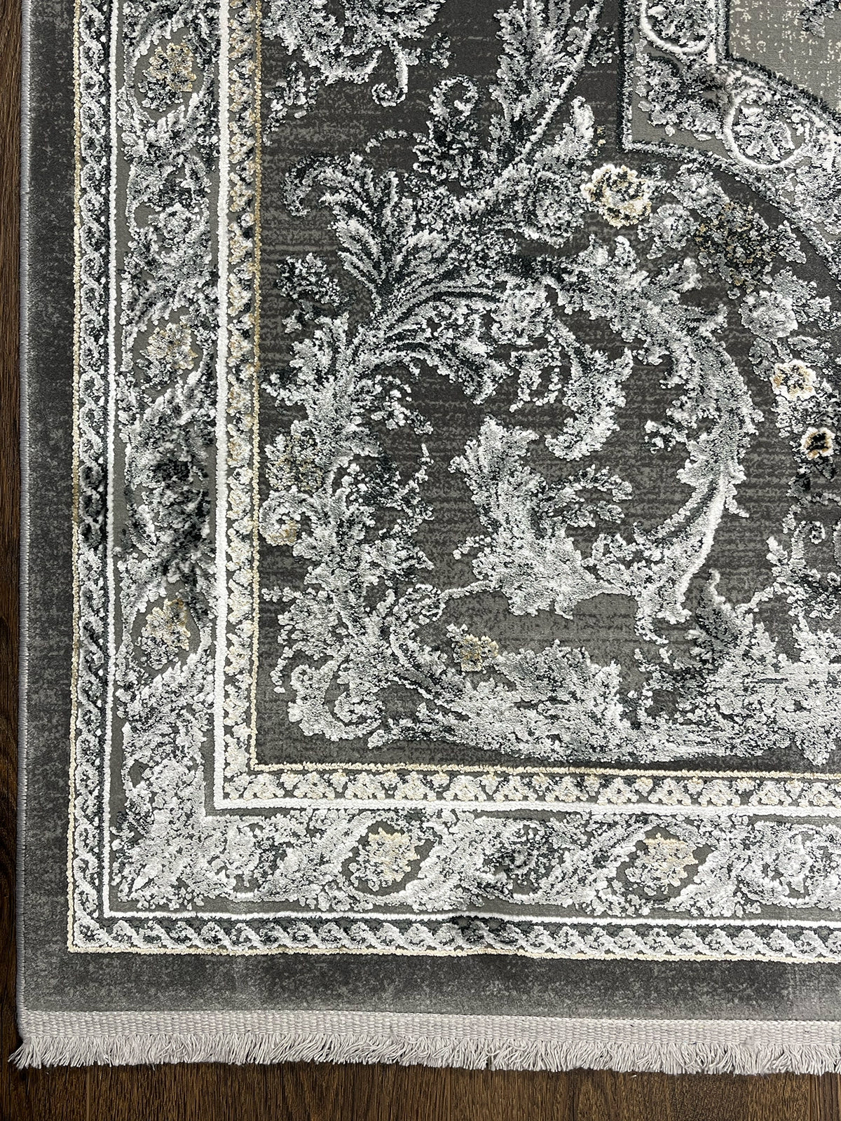 Klasik Desen Gri Bambu Özel Tezgah Halısı