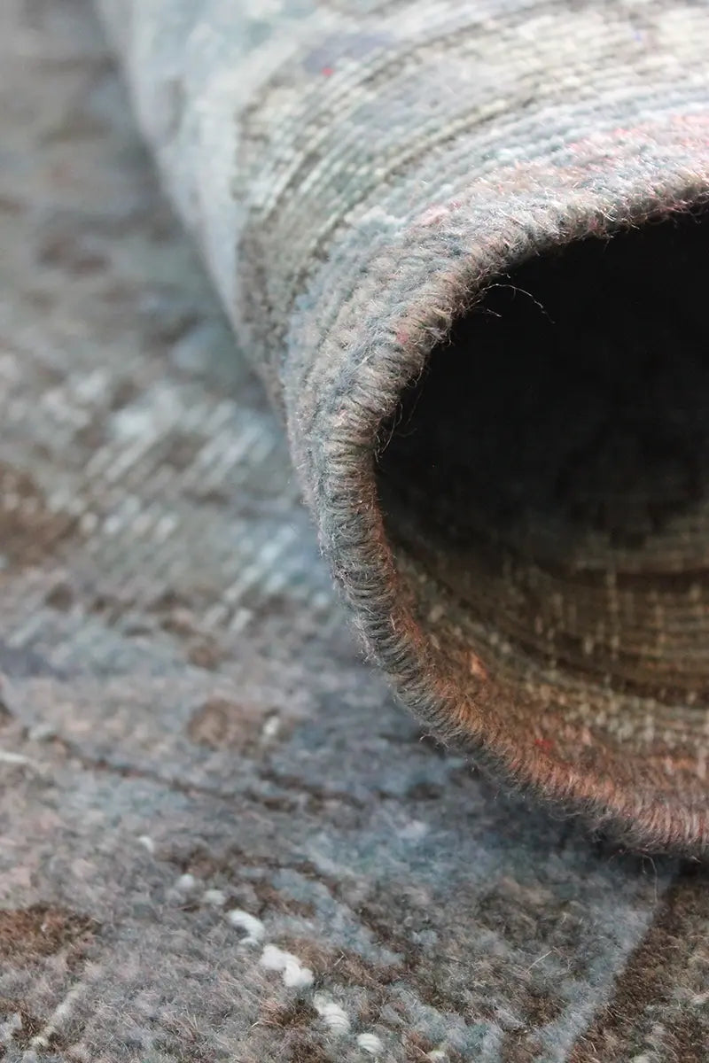 El Dokuma Mavi Vintage Halı