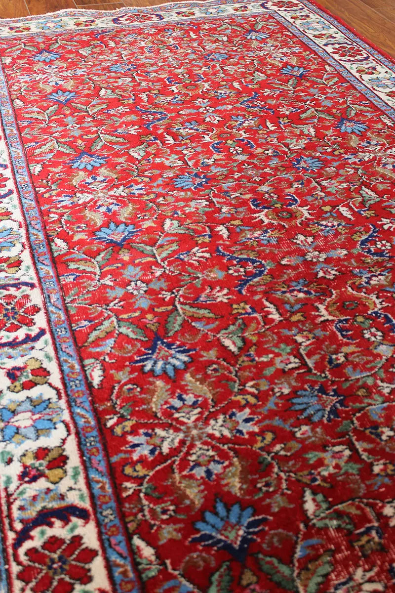 El Dokuma Kırmızı Vintage Halı