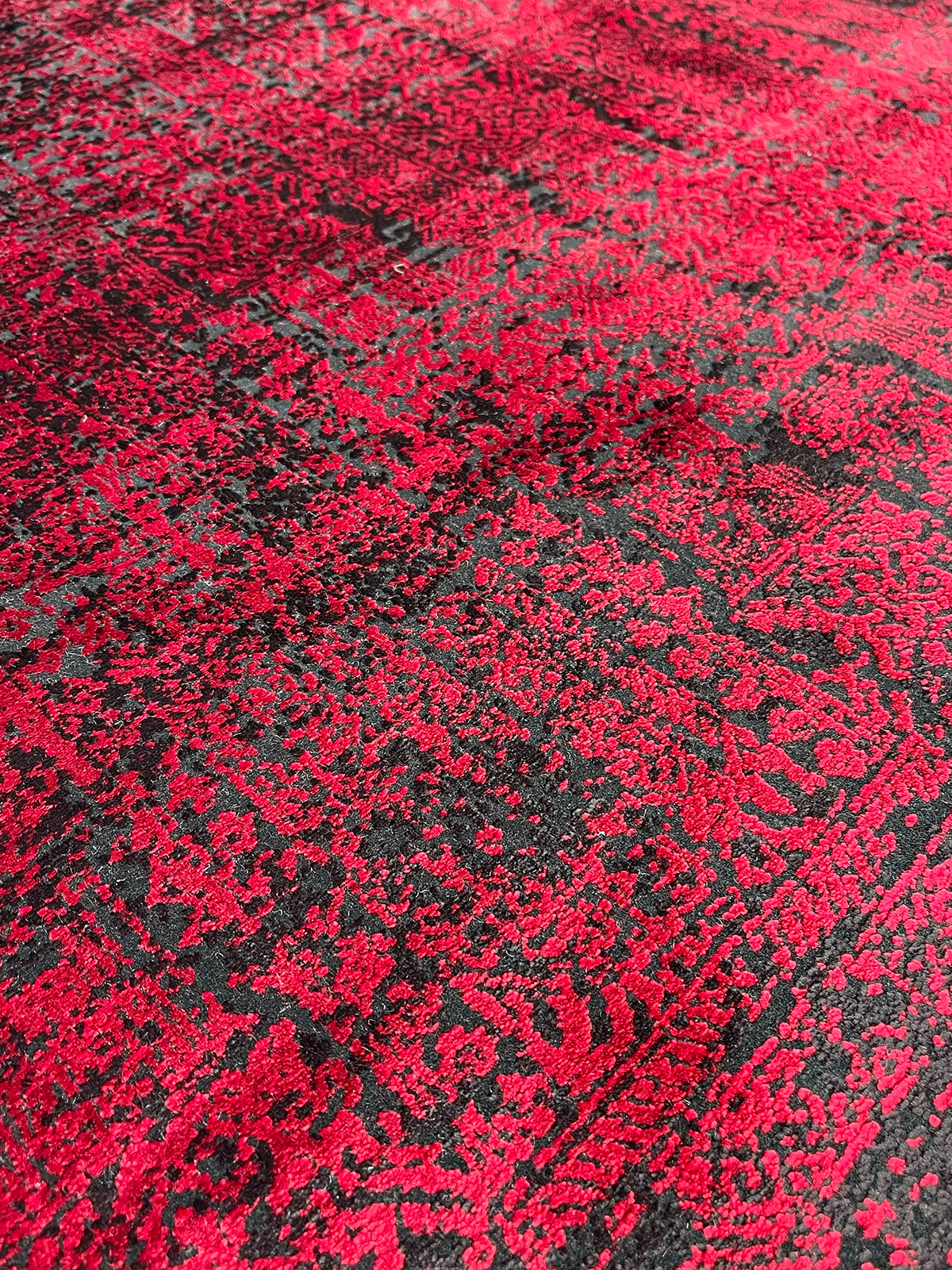 Eskitme Desen Kırmızı Bambu Özel Tezgah Halısı