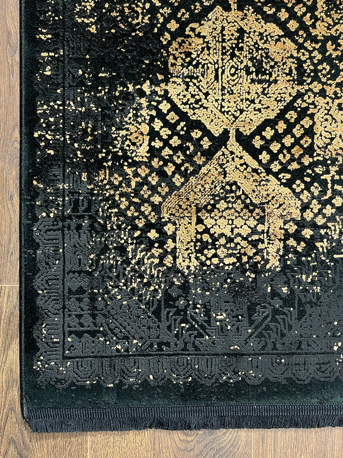 Eskitme Desen Sarı Bambu Özel Tezgah Halısı