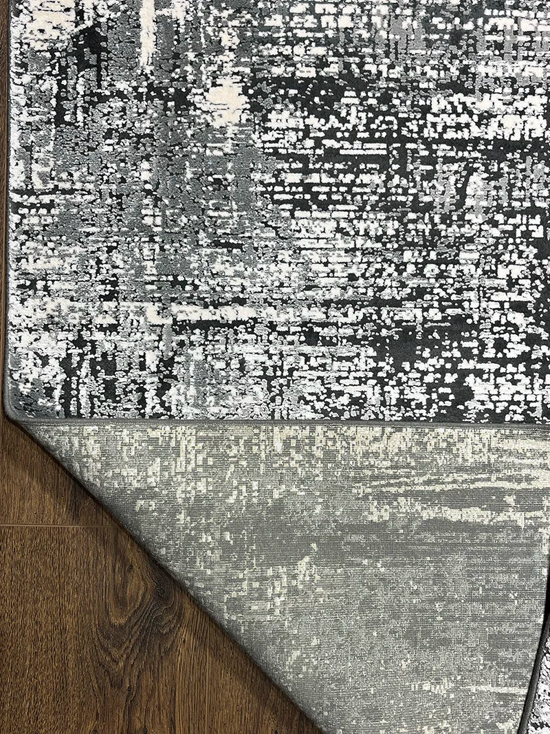 Eskitme Desen Gri Bambu Özel Tezgah Halısı