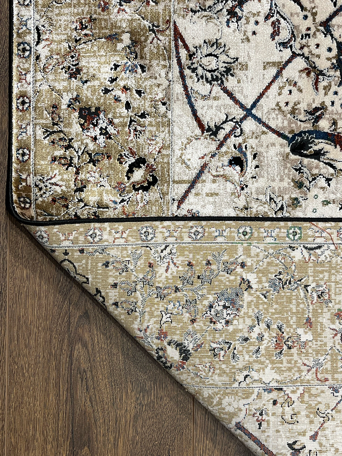 Pietra Serisi Etnik Desen Bej Bambu Özel Tezgah Halısı