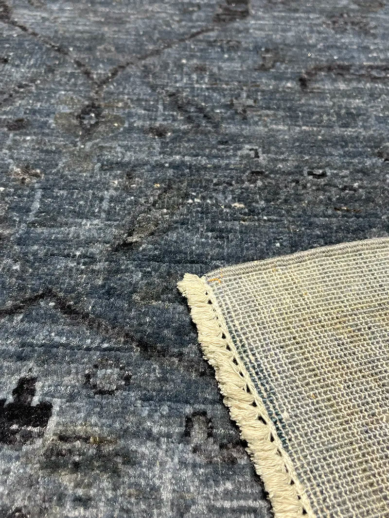 Overdye Serisi Eskitme El Dokuma Lacivert Halı