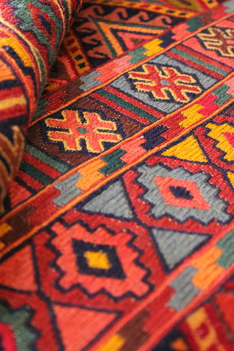 El Dokuma Afgan Berceste Renkli Yün Kilim