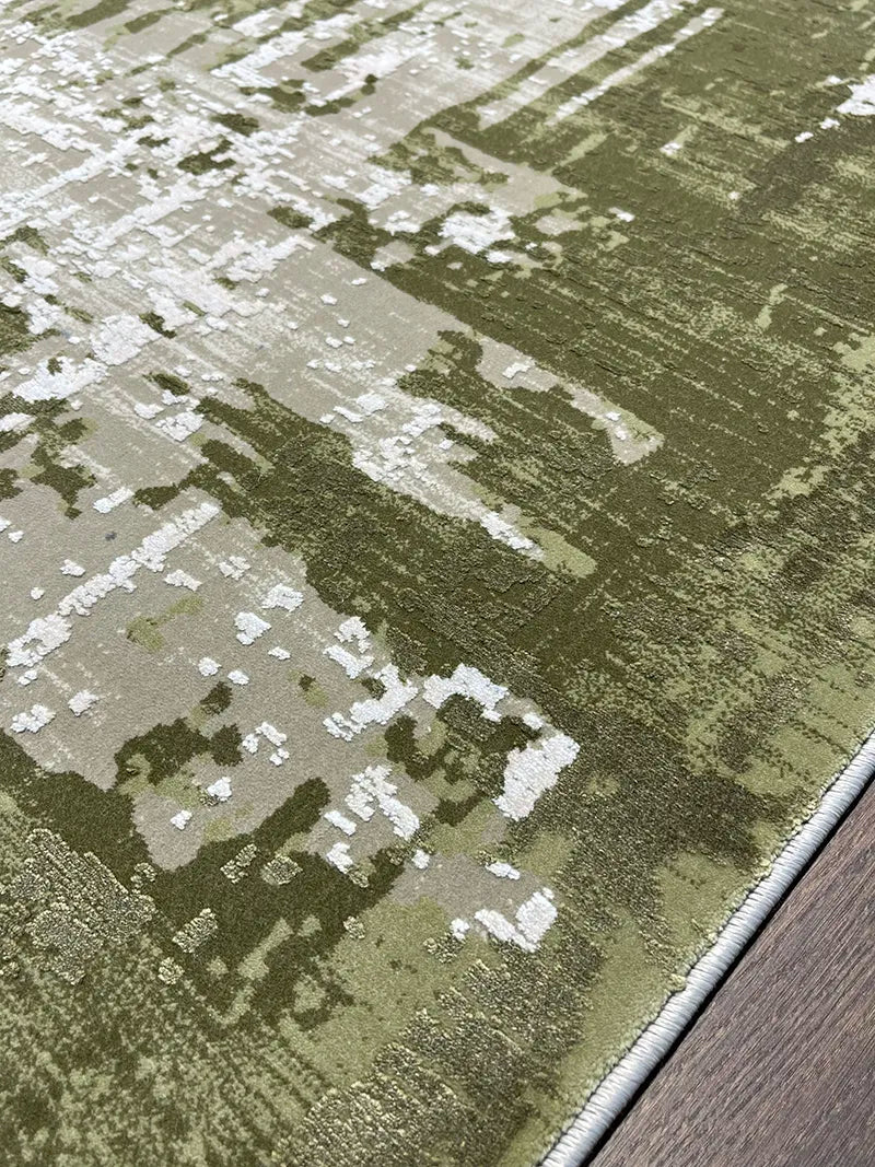 Eskitme Desen Yeşil Bambu Özel Tezgah Halısı