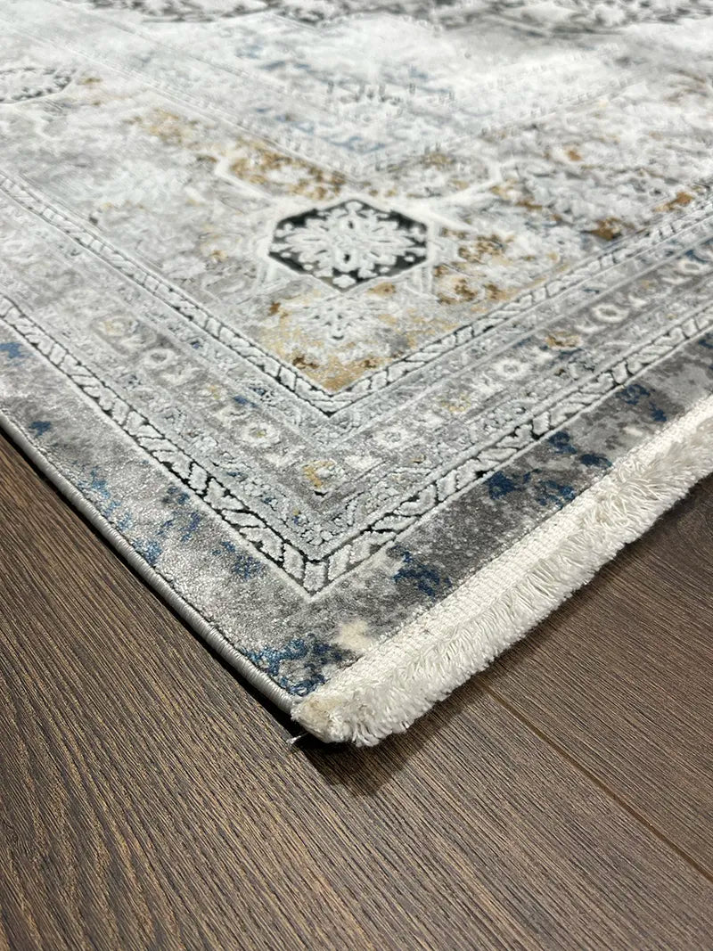 Klasik Desen Gri Bambu Özel Tezgah Halısı