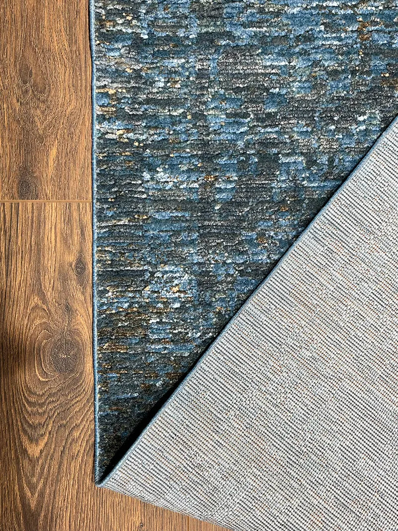 Woolknot Ametist Vintage Desen Mavi Makine Halısı