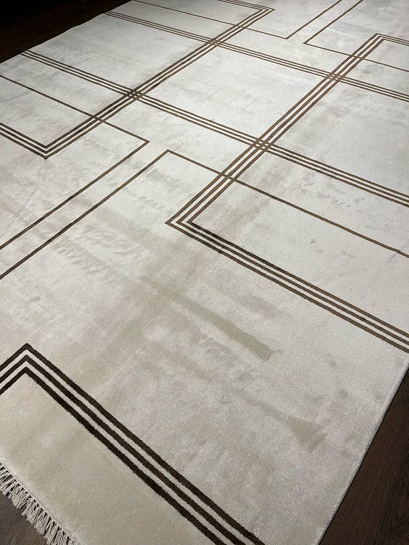 Modern Çizgili Kahverengi Bambu Özel Tezgah Halısı