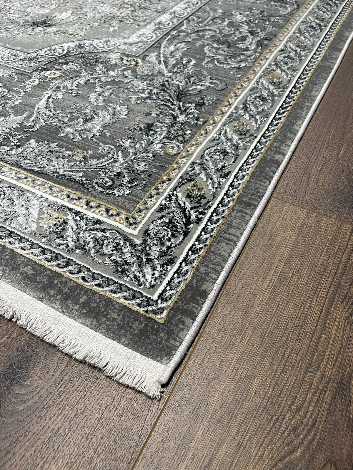 Klasik Desen Gri Bambu Özel Tezgah Halısı