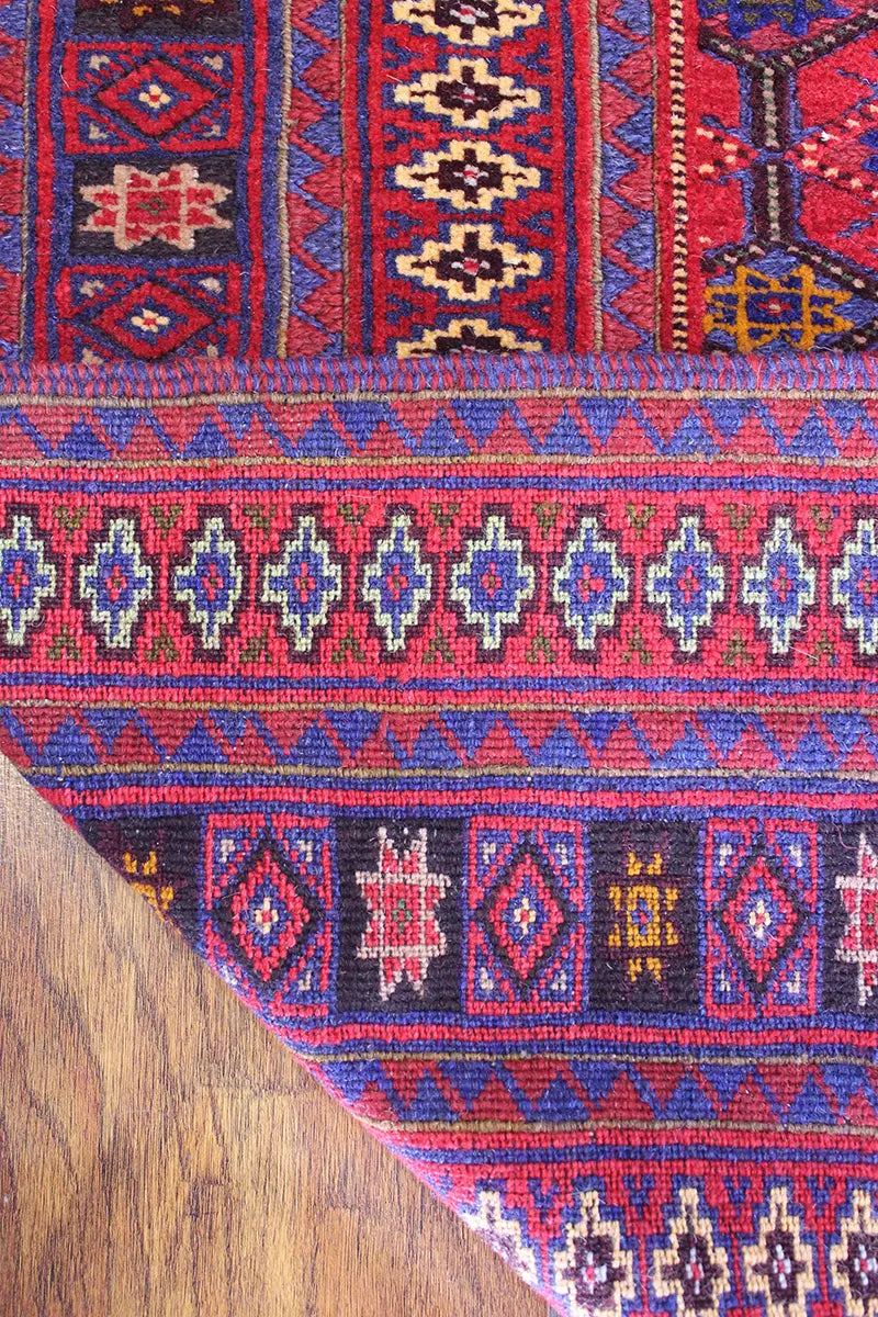 El Dokuma Afgan Berceste Kırmızı Yün Kilim