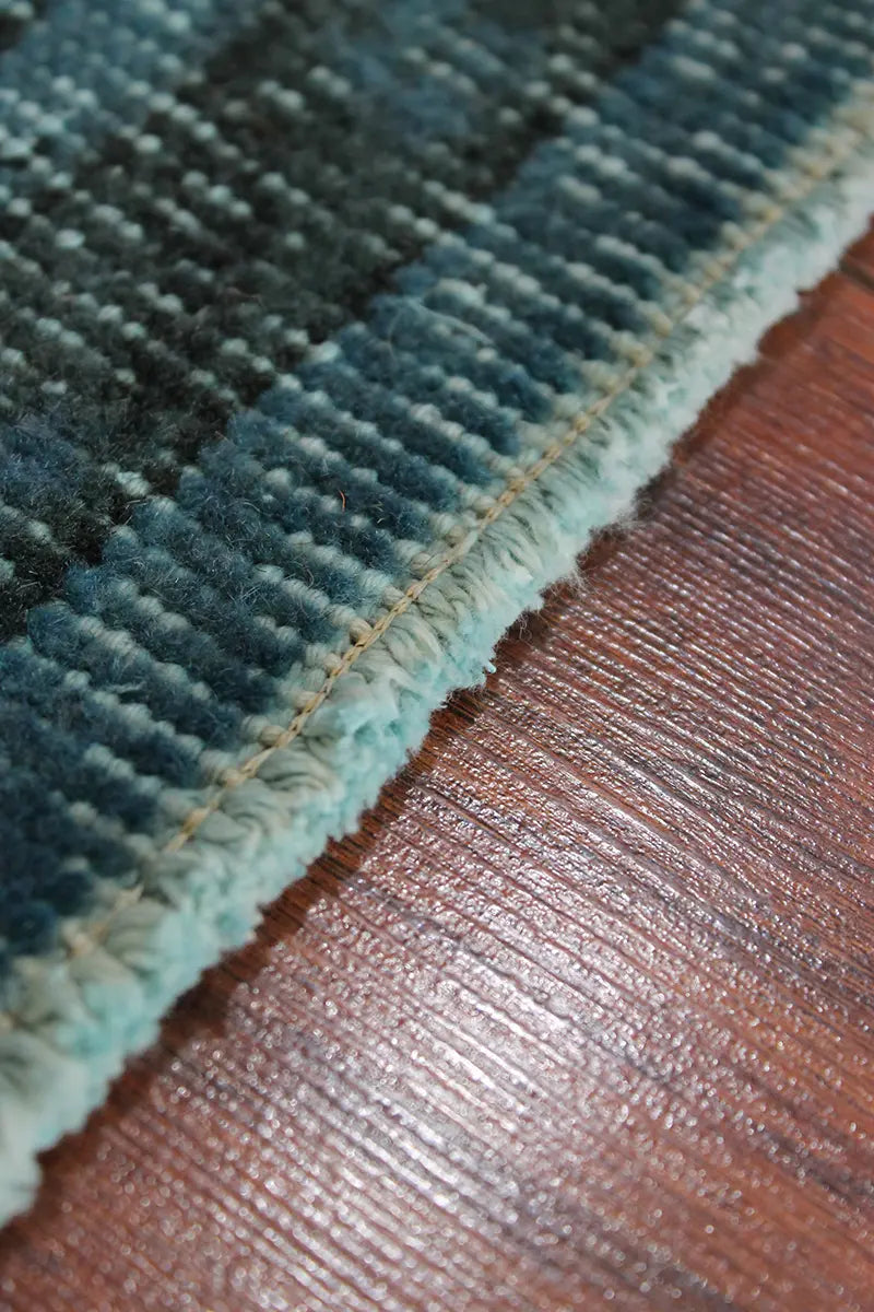 El Dokuma Mavi Vintage Halı