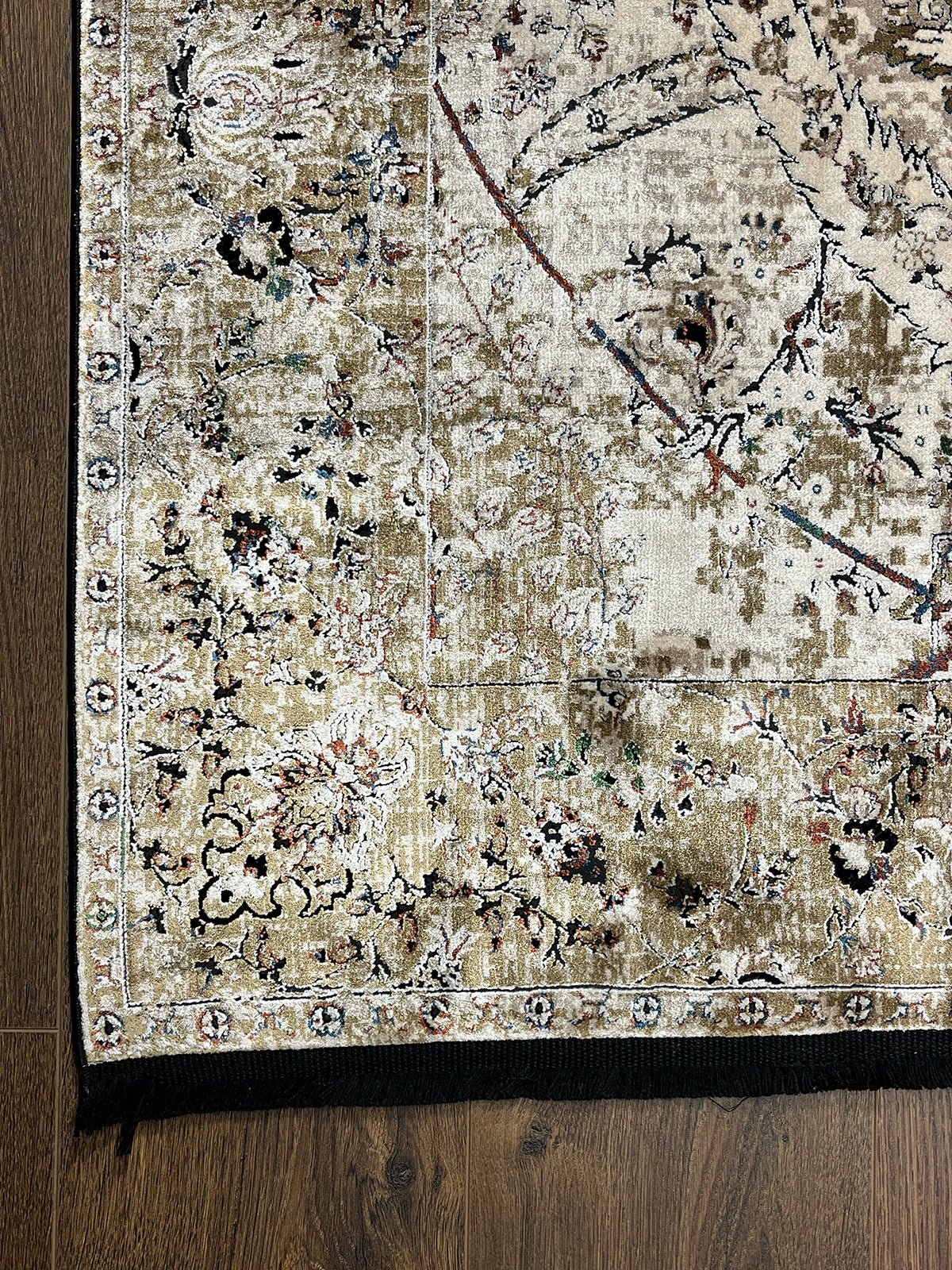 Pietra Serisi Etnik Desen Bej Bambu Özel Tezgah Halısı