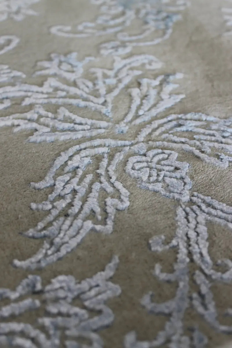 El Dokuma Mavi Uşak Desenli Yün Halı