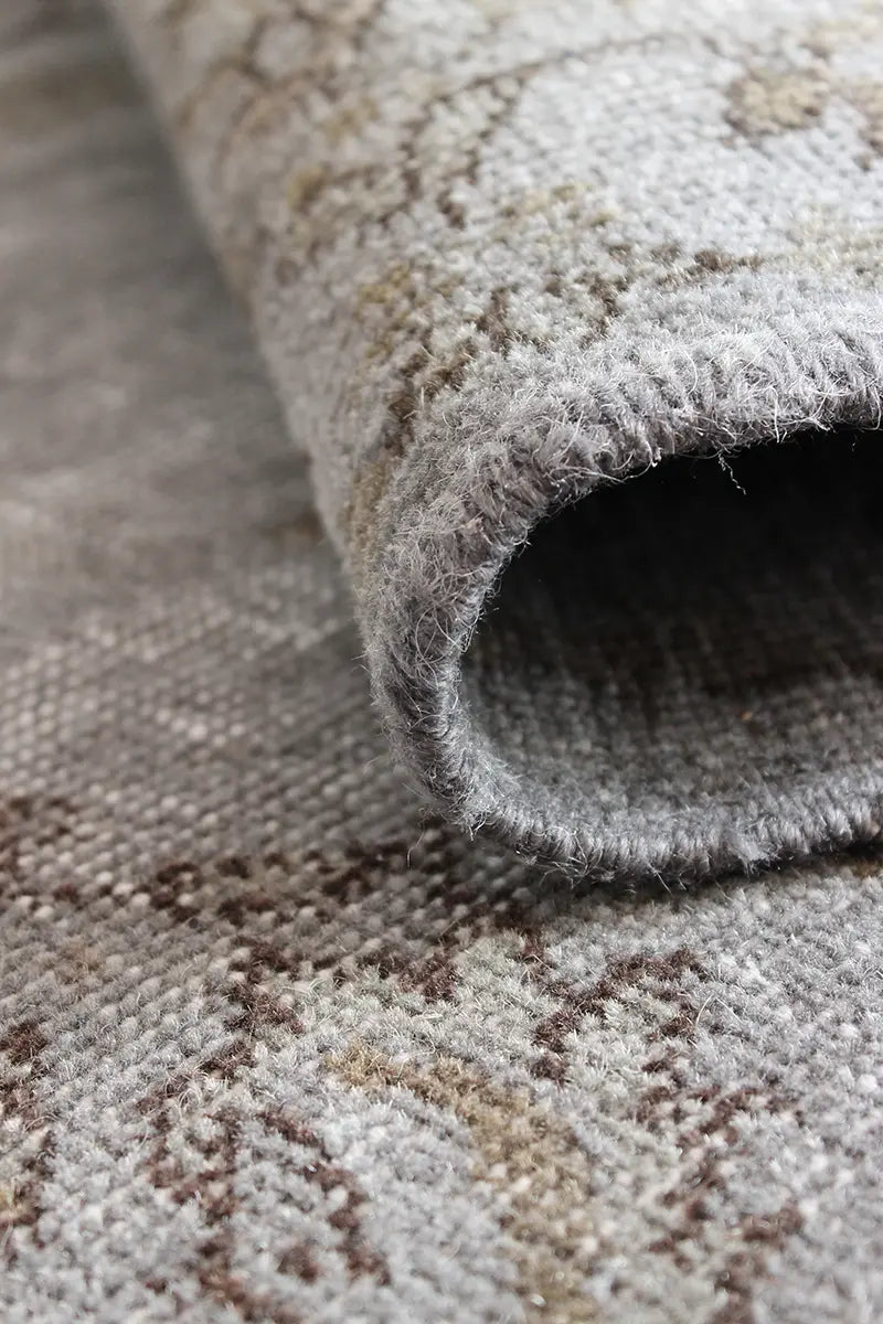 El Dokuma Gri Vintage Halı