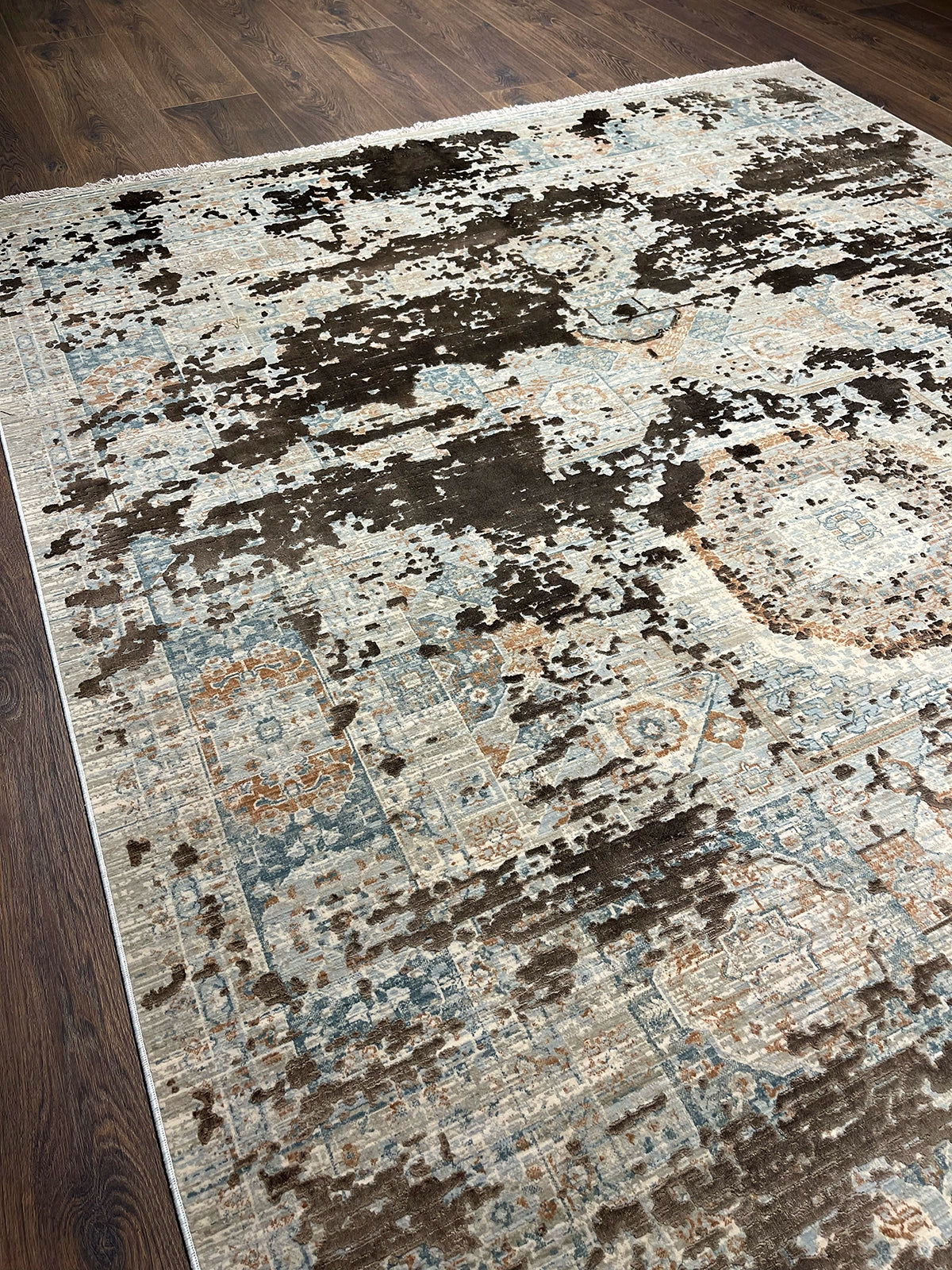 Heradye Serisi Uşak Desen Kahve Bambu Özel Tezgah Halısı