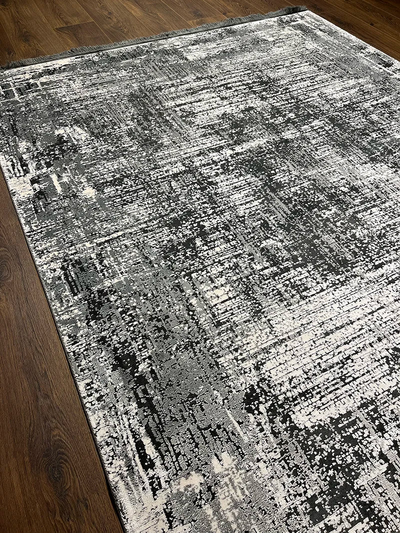 Eskitme Desen Gri Bambu Özel Tezgah Halısı