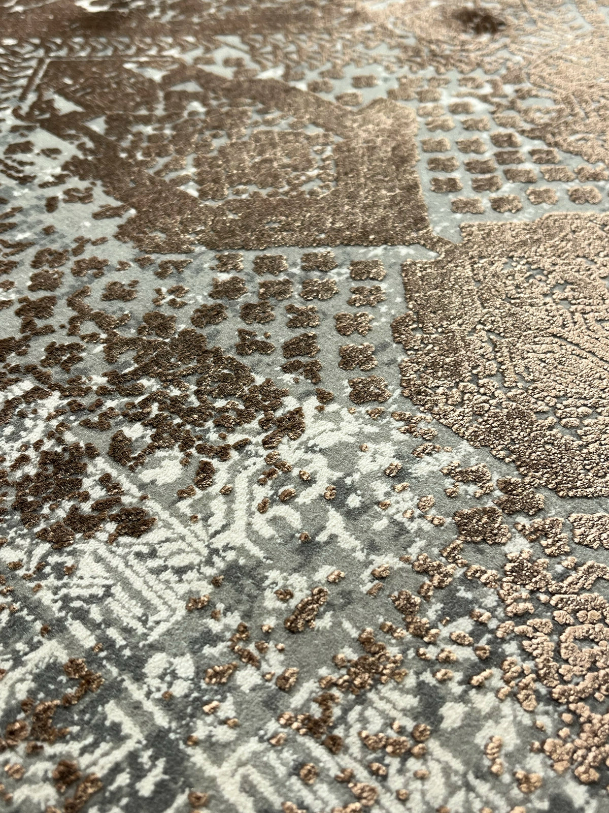 Eskitme Desen Kahve Bambu Özel Tezgah Halısı