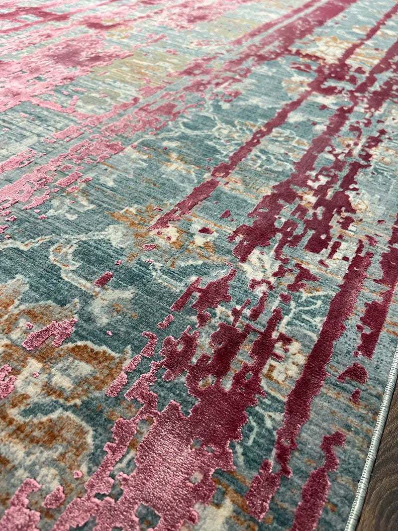 Uşak Desenli Pembe Bambu Özel Tezgah Halısı