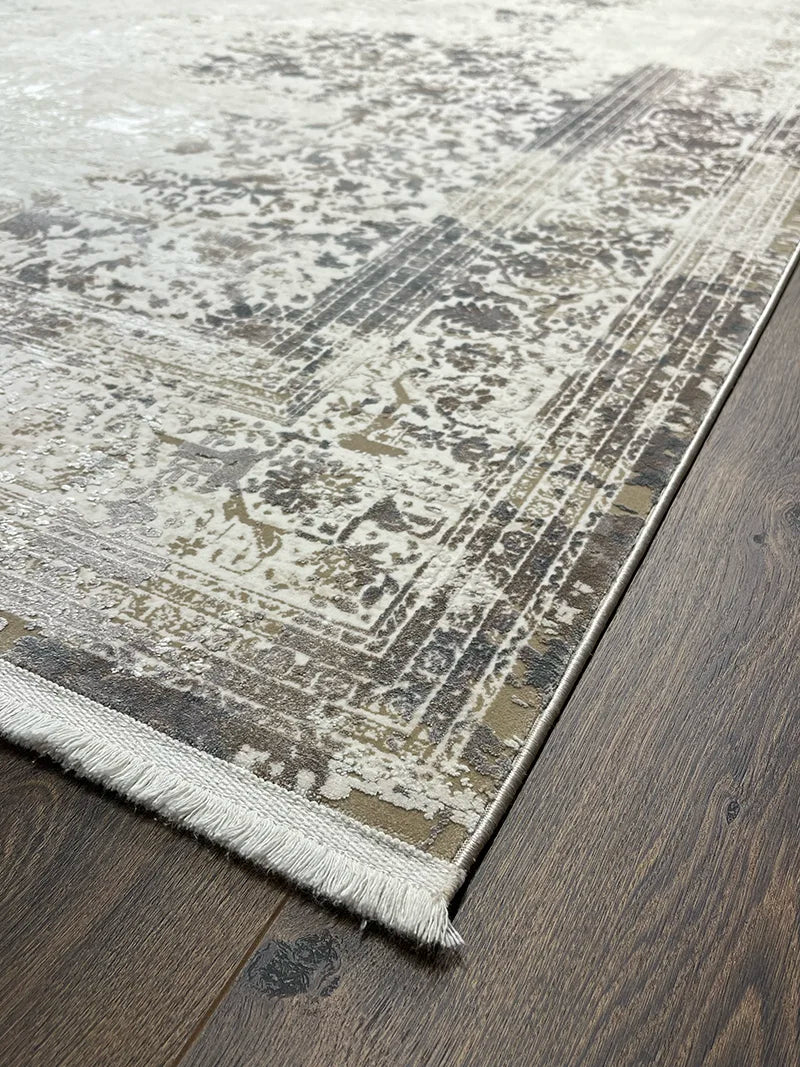 Olimpos Serisi Eskitme Desen Bej Bambu Özel Tezgah Halısı