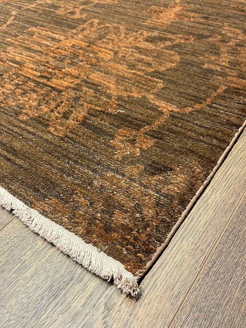 Woolknot Ametist Vintage Desen Kahve Makine Halısı