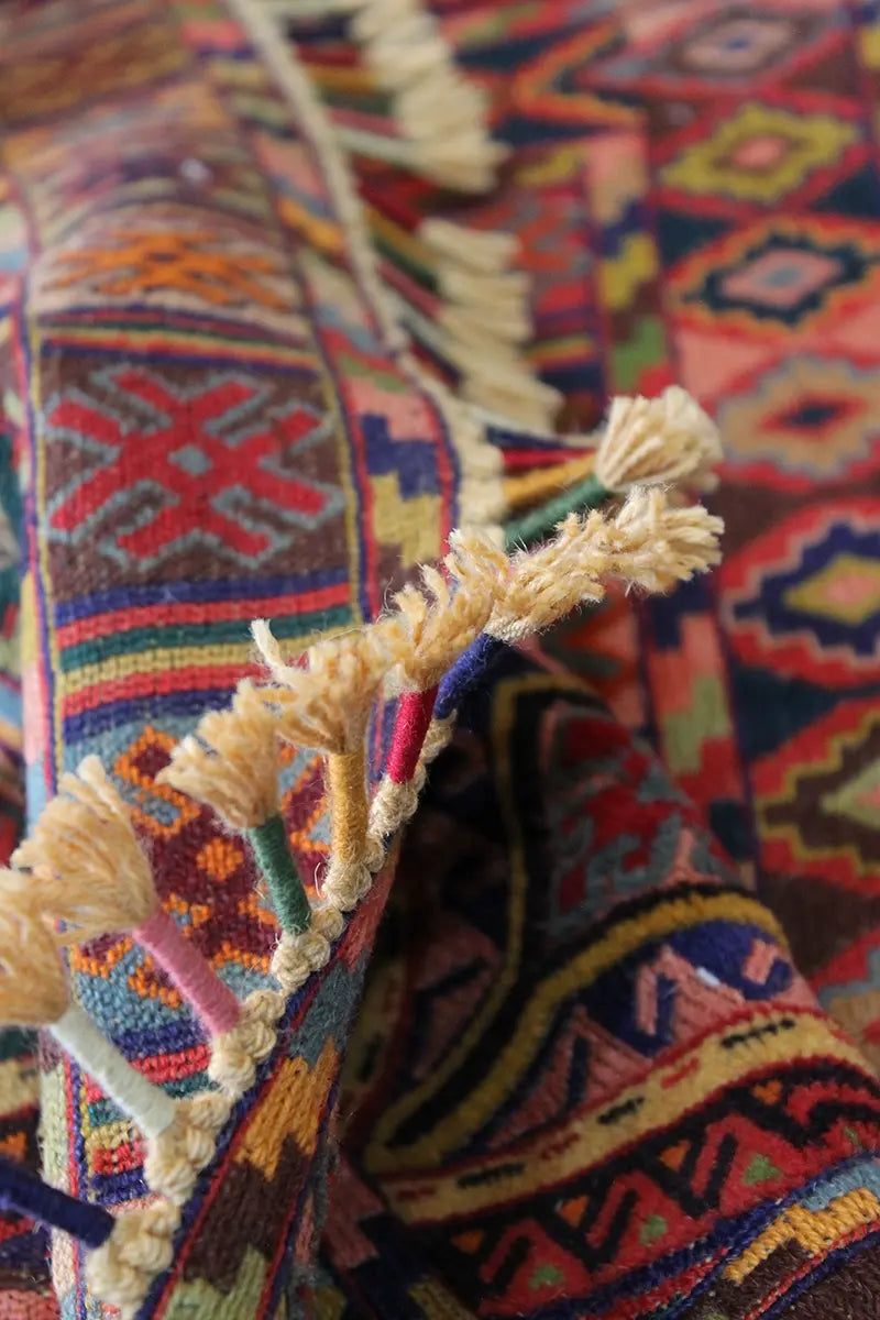 El Dokuma Afgan Berceste Renkli Yün Kilim