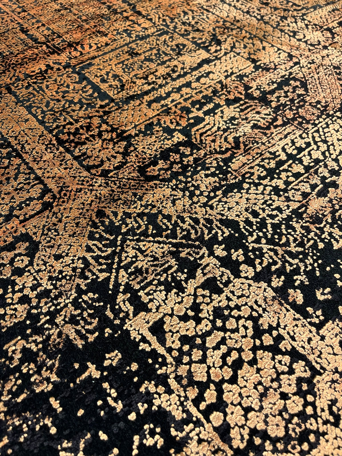 Eskitme Desen Sarı Bambu Özel Tezgah Halısı