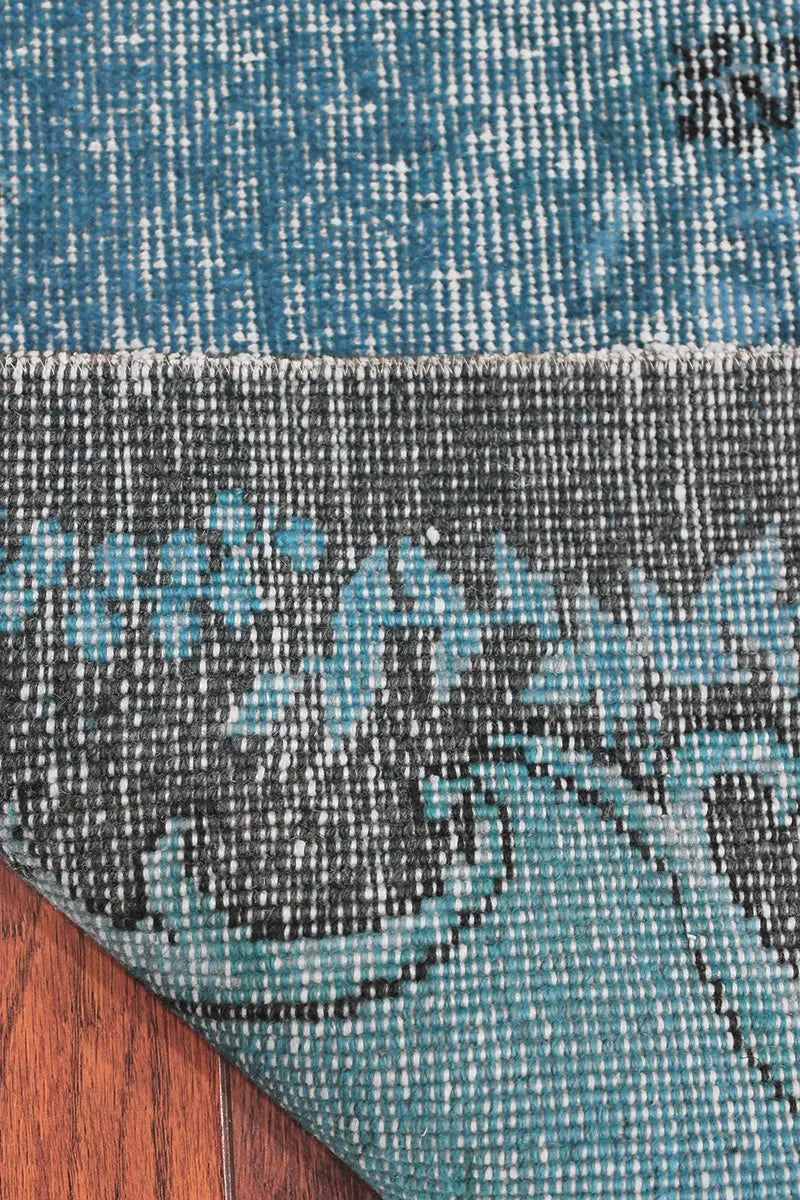 El Dokuma Mavi Vintage Halı