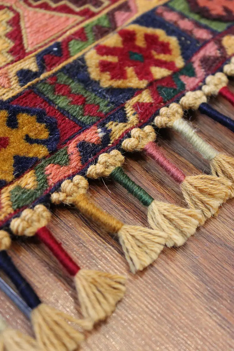 El Dokuma Afgan Berceste Renkli Yün Kilim