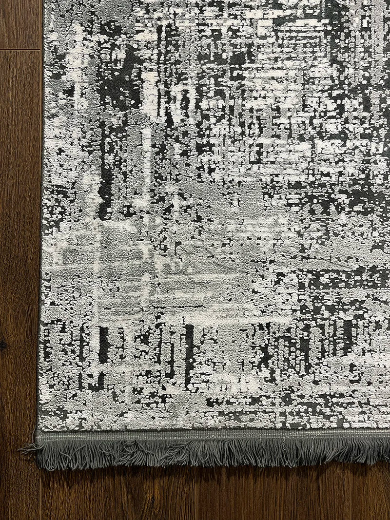 Eskitme Desen Gri Bambu Özel Tezgah Halısı