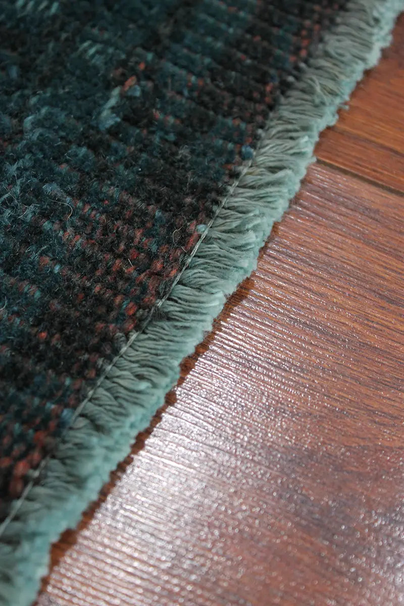 El Dokuma Mavi Vintage Halı