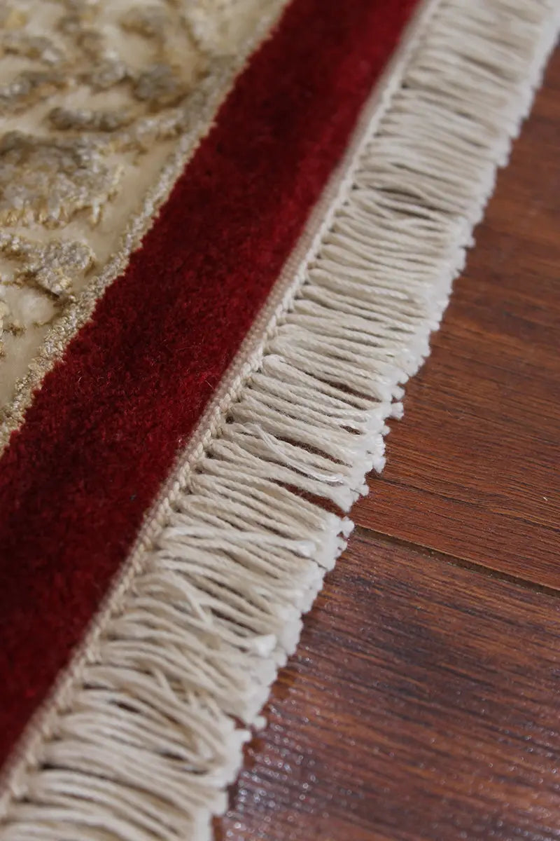 El Dokuma Kırmızı Uşak Desenli Yün Halı