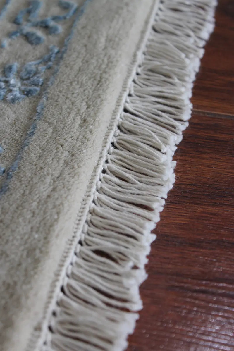 El Dokuma Mavi Uşak Desenli Yün Halı