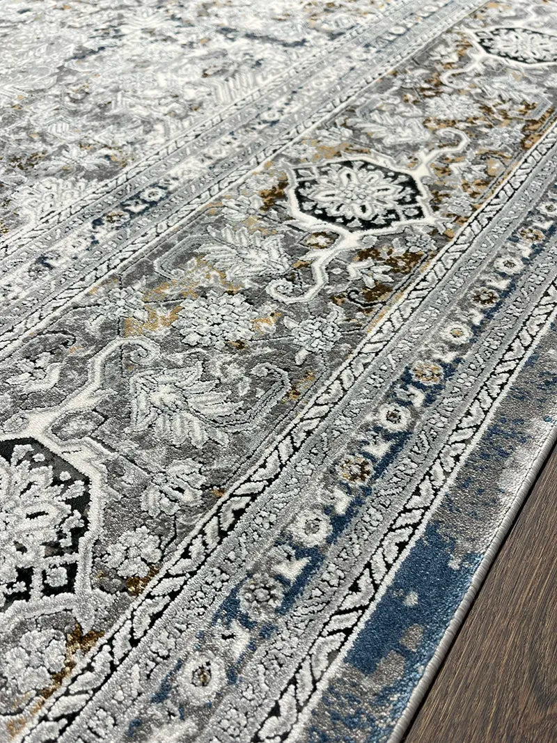 Klasik Desen Gri Bambu Özel Tezgah Halısı